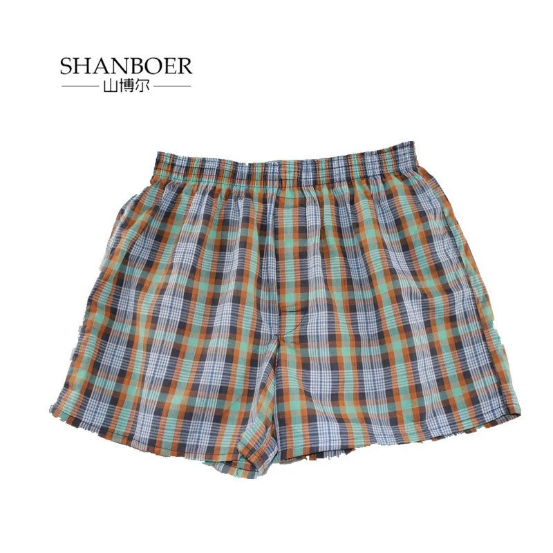 Shanboer 4PCS/lot Mens Underwear Boxers Loose Shorts Men'S Panties Cotton male Large classic Plaid Arrow Pants Plus Size 4XL