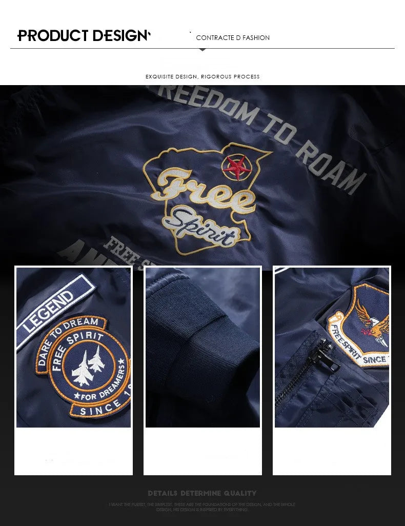 Men's Spring Hip Hop Tactical Motorcycle Jacket Ma-1 Aviator Pilot Cotton Outwear Coats Male Baseball Bomber Jackets S-3XL