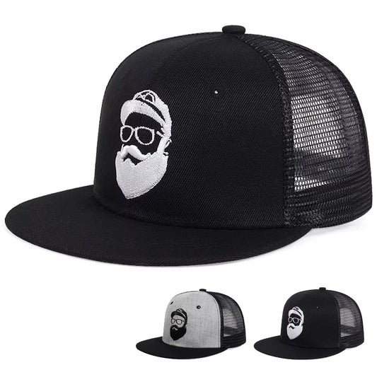 Unisex Old Man Embroidery Hip-hop Net Hats