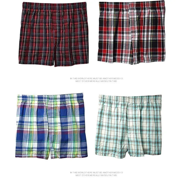 Shanboer 4PCS/lot Mens Underwear Boxers Loose Shorts Men'S Panties Cotton male Large classic Plaid Arrow Pants Plus Size 4XL