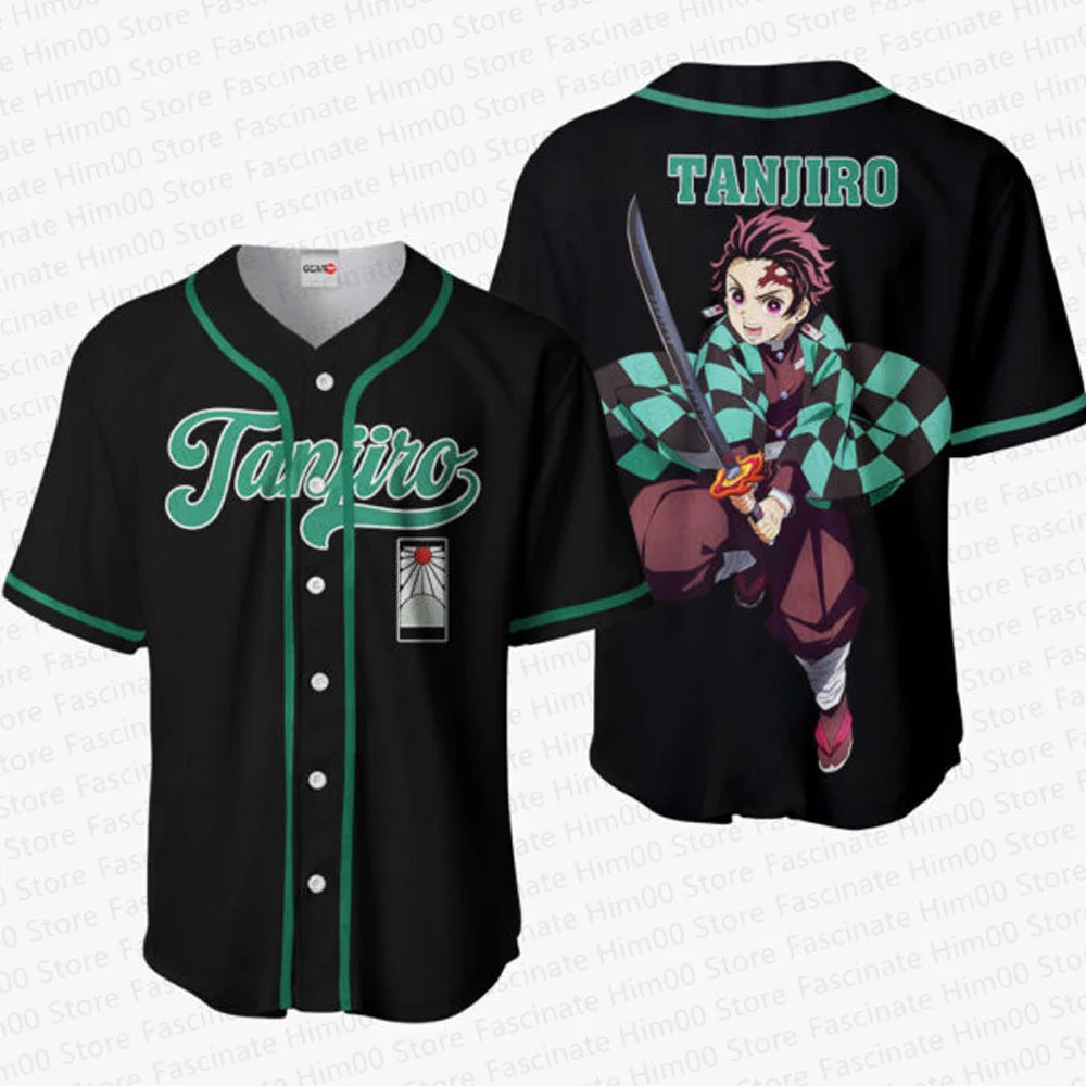 Demon Slayer Japanese anime baseball uniform Tshirt