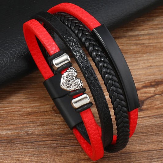 Heart Red Black Vintage Hiphop Bracelet