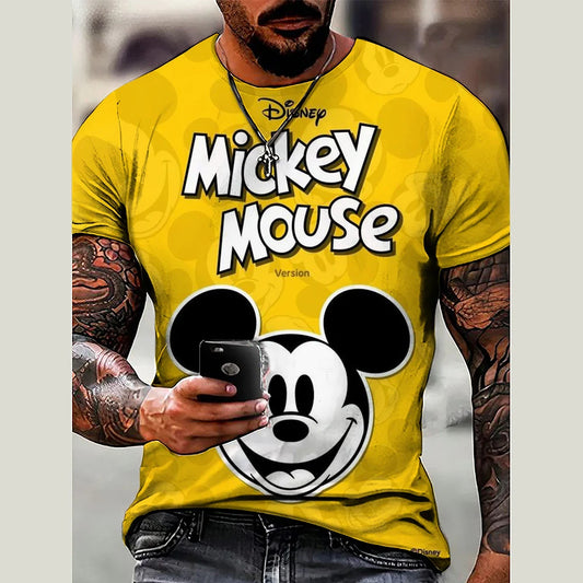 2024 Disney Mickey Mouse 3D Print Tshirt For Men's Tops Casual T-shirts Couple Short Sleeve Tshirt