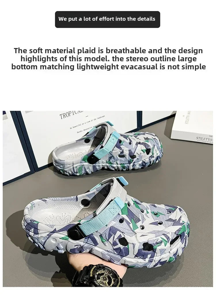 New Men's Clogs Slippers Sandal Men Garden Shoes Flat Camouflage Sandals Male Sneakers Outdoor Flip Flops Home Clogs