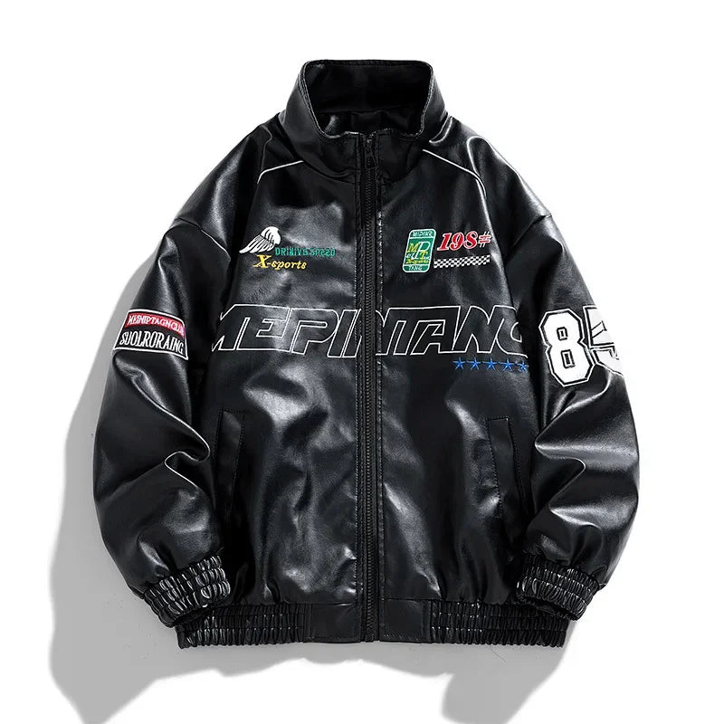 Autumn Embroidery Motorcycle Leather Jacket