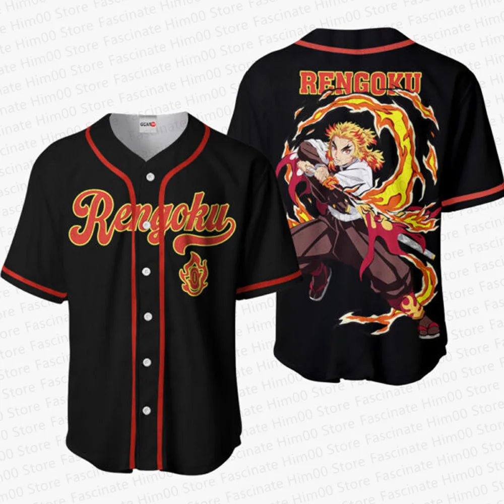 Demon Slayer Japanese anime baseball uniform Tshirt