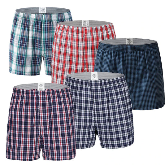 Men's classic cotton checkered Aro pants are soft and skin friendly, with small  loose fit, comfortable  breathable underwear