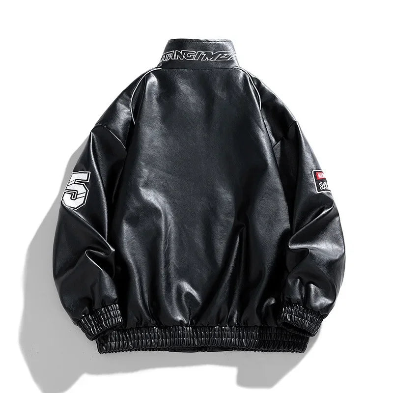 Autumn Embroidery Motorcycle Leather Jacket