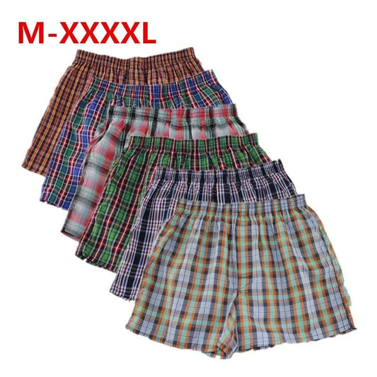 Shanboer 4PCS/lot Mens Underwear Boxers Loose Shorts Men'S Panties Cotton male Large classic Plaid Arrow Pants Plus Size 4XL