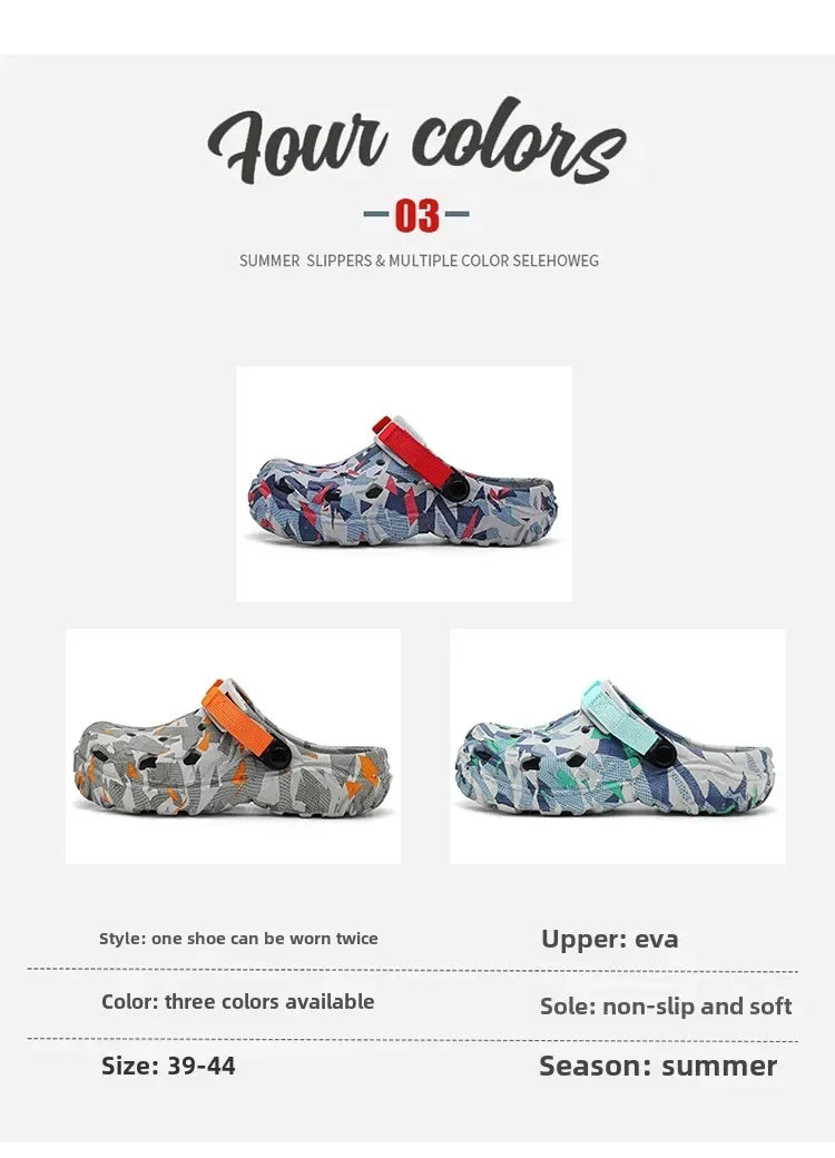 New Men's Clogs Slippers Sandal Men Garden Shoes Flat Camouflage Sandals Male Sneakers Outdoor Flip Flops Home Clogs