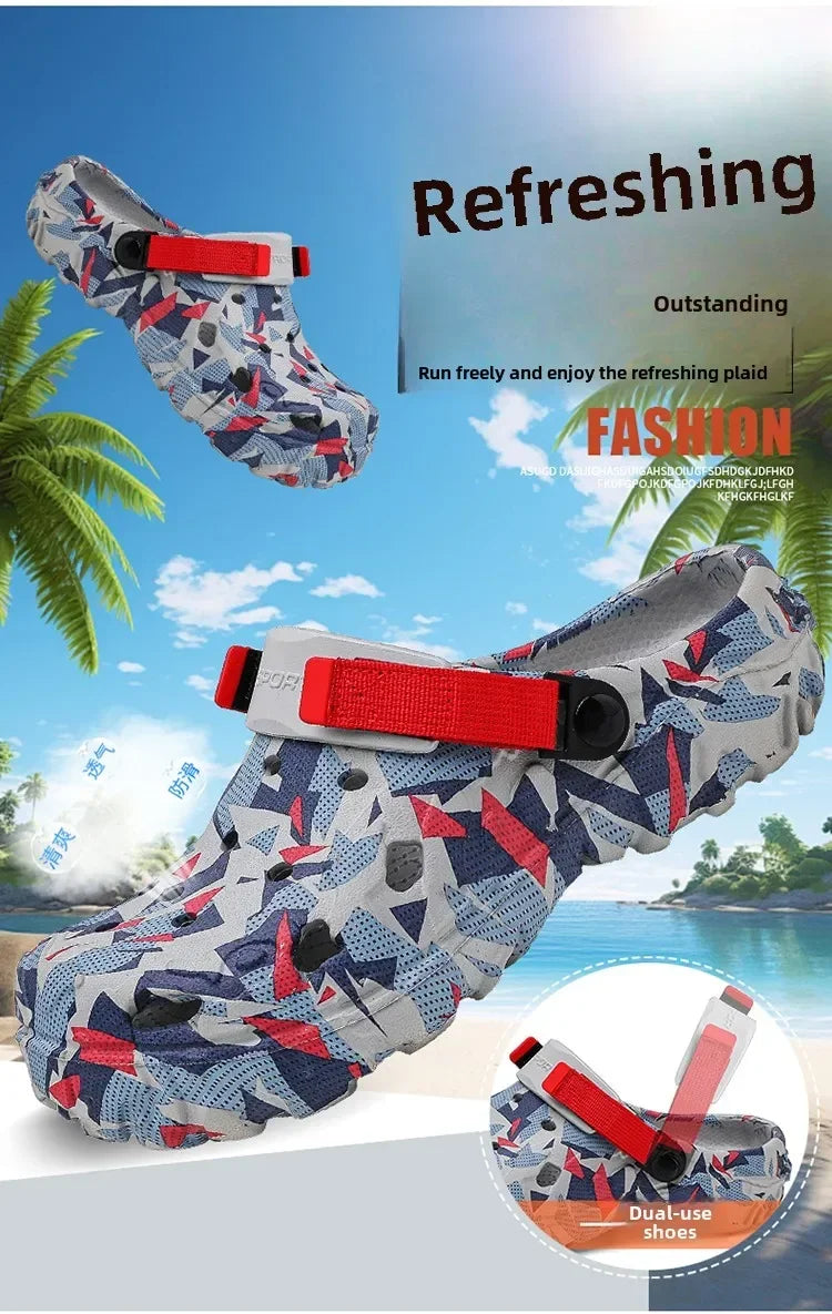 New Men's Clogs Slippers Sandal Men Garden Shoes Flat Camouflage Sandals Male Sneakers Outdoor Flip Flops Home Clogs