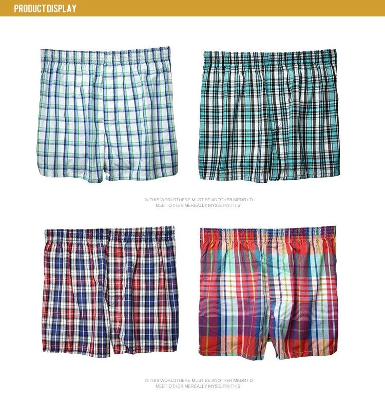 Shanboer 4PCS/lot Mens Underwear Boxers Loose Shorts Men'S Panties Cotton male Large classic Plaid Arrow Pants Plus Size 4XL